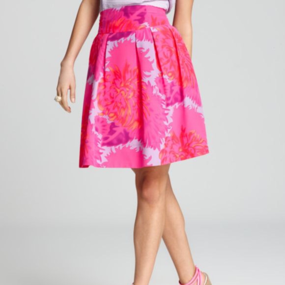 Nanette Lepore Jacy Skirt hibiscus 100% Silk Sz. 2